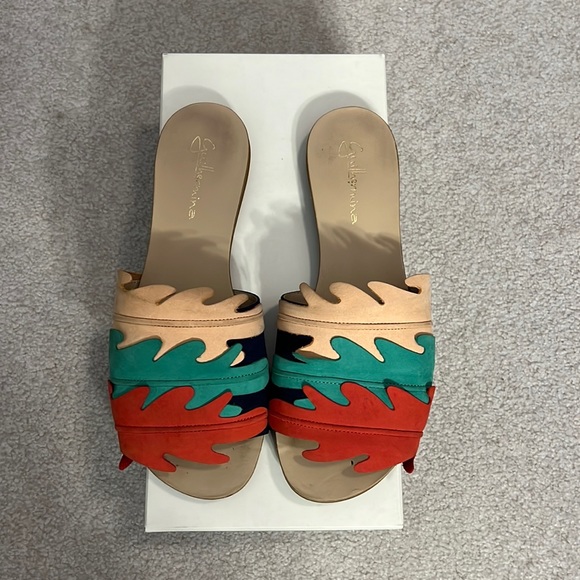 Flat multi color suede upper slides - Picture 1 of 6